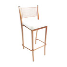 Banqueta Empilhável Cobre Alta Assento Branco Encosto Grade