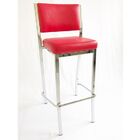 Banqueta Empilhável Cromada Alta Assento E Encosto Vermelho L