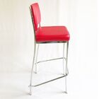 Banqueta Empilhável Cromada Alta Assento E Encosto Vermelho L
