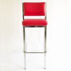 Banqueta Empilhável Cromada Alta Assento E Encosto Vermelho L