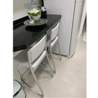 Banqueta Empilhável Cromada Altura 65cm Assento E Encosto Bra