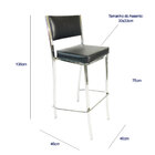 Banqueta Empilhável Cromada Altura 75cm Assento E Encosto Pre