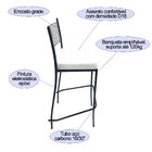 Banqueta Empilhável Preta Alta Assento Branco