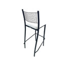 Banqueta Empilhável Preta Alta Assento Branco