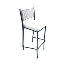 Banqueta Empilhável Preta Alta Assento Branco