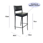 Banqueta Empilhável Preta Alta Assento E Encosto Preto