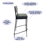 Banqueta Empilhável Preta Alta Assento E Encosto Preto