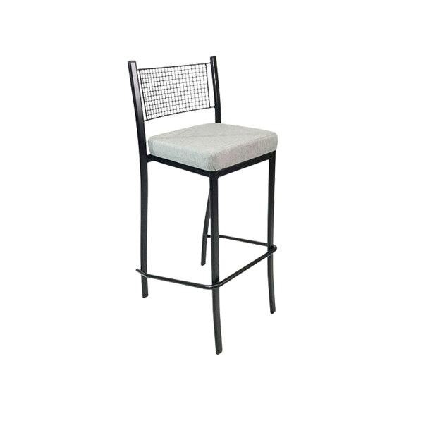 Banqueta Empilhável Preta Alta Assento Linho - Poltronas Do S