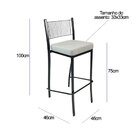 Banqueta Empilhável Preta Alta Assento Linho - Poltronas Do S