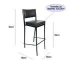 Banqueta Empilhável Preta Altura 65cm Assento E Encosto Preto