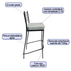 Banqueta Empilhável Preta Altura 65cm Assento Linho - Poltron