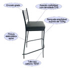 Banqueta Empilhável Preta Altura 65cm Assento Preto