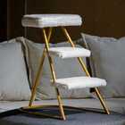 Banqueta Escada Dubai - Ouro Dubai/pelucia Rose Pelo Baixo