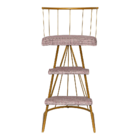 Banqueta Escada Paris - Ouro Dubai/pelucia Rose Pelo Alto