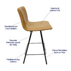 Banqueta Estofada Angélica Altura 65cm Média Cor Caramelo Pés
