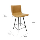 Banqueta Estofada Angélica Altura 75cm Cor Caramelo Pés Aço P