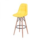 Banqueta Estofada Base Madeira  Amarelo