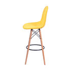 Banqueta Estofada Base Madeira  Amarelo