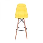 Banqueta Estofada Base Madeira  Amarelo