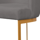 Banqueta Estofada Emily Base Gold Veludo Cinza Escuro - Monta