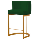 Banqueta Estofada Emily Base Gold Veludo Verde - Montanaris D