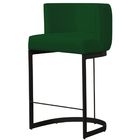 Banqueta Estofada Emily Base Preto Veludo Verde - Montanaris