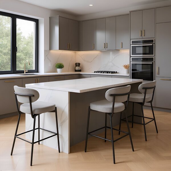 Banqueta Eva Tecido 94cm X 49cm X 48,5cm Cinza