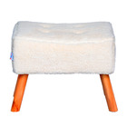 Banqueta Fat Pelúcia Com Pés Madeira - Ovelha