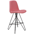 Banqueta Fixa Decorativa Base De Aço Bernice Linho Coral G17