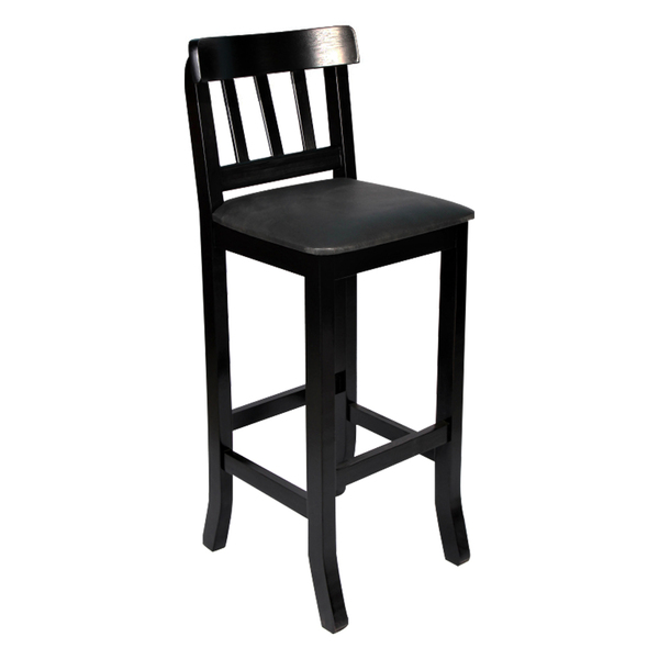 Banqueta Fixa Preta Mineira Em Madeira Maciça Estofada Preta