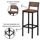 Banqueta Florença Couro Caramelo Em Metal Preto