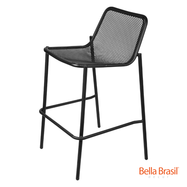 Banqueta Garuga Em Ferro Com Pintura Epóxi Preta - Bella Bras