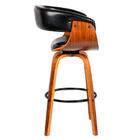 Banqueta Giratória Alta Com Encosto Base Madeira Ravi R02 Sin