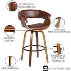 Banqueta Giratória Alta Com Encosto Base Madeira Ravi R02 Sin