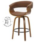 Banqueta Giratória Baixa Betim Rivatti Marrom Base Madeira