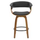 Banqueta Giratória Baixa Betim Rivatti Preta Base Madeira