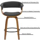Banqueta Giratória Baixa Betim Rivatti Preta Base Madeira