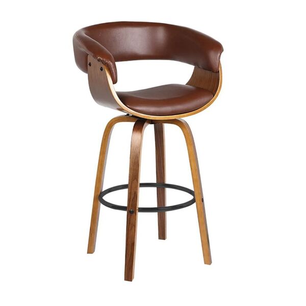 Banqueta Giratória Betim Marrom Base De Madeira - D'rossi