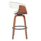 Banqueta Giratória Betim Rivatti Linho Creme Base Madeira