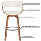 Banqueta Giratória Betim Rivatti Linho Creme Base Madeira