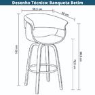 Banqueta Giratória Betim Rivatti Linho Creme Base Madeira
