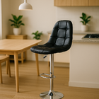 Banqueta Giratória Botonê Preta Encosto Estofado Altura Regul