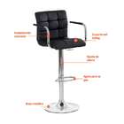 Banqueta Giratória Com Braços Fitz Preta