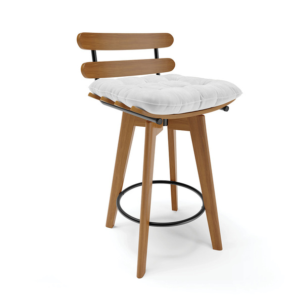 Banqueta Giratória Costela Corano Base Madeira Ma70 J01- D'ro