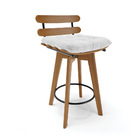 Banqueta Giratória Costela Corano Branco Base Madeira Ma70 -