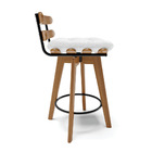 Banqueta Giratória Costela Corino Branco Base Madeira Ma70 -