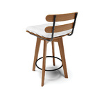 Banqueta Giratória Costela Corino Branco Base Madeira Ma70 -