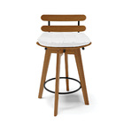 Banqueta Giratória Costela Corino Branco Base Madeira Ma70 -