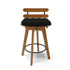 Banqueta Giratória Costela Linho Base Madeira Ma70 J01 - D'ro