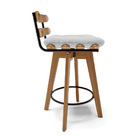 Banqueta Giratória Costela Linho Base Madeira Ma70 J01 - D'ro